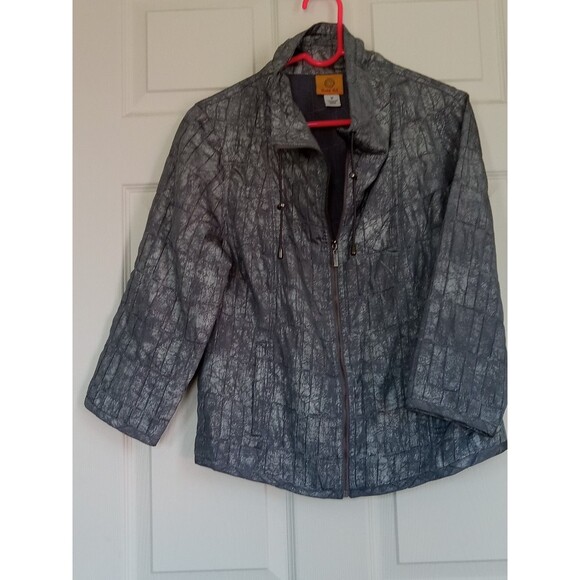 Ruby Rd Cinch Funnel Neck Silver-Gray Lightweight Jacket Women's 12 - Picture 6 of 10